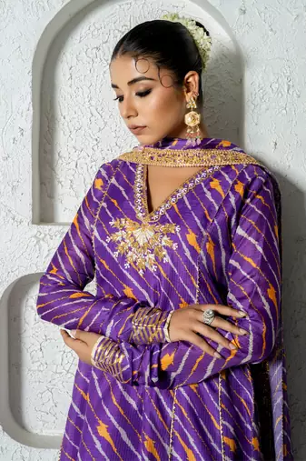 Hot pink kota doriya anarkali set