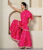 Hot pink kota doriya one shoulder sharara set