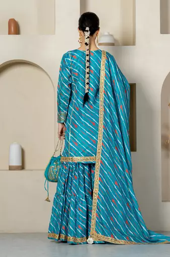 Rama green kota doriya sharara set