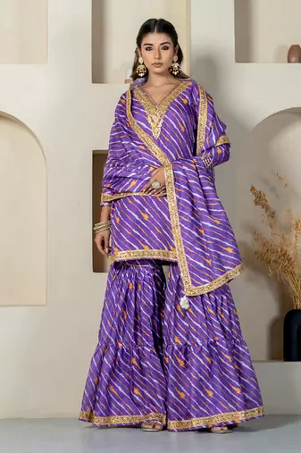 Purple kota doriya sharara set