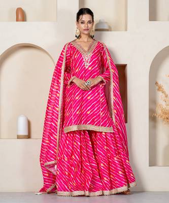 Hot pink kota doriya sharara set 1