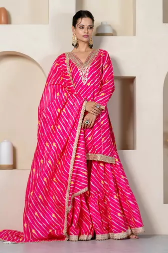 Hot pink kota doriya sharara set