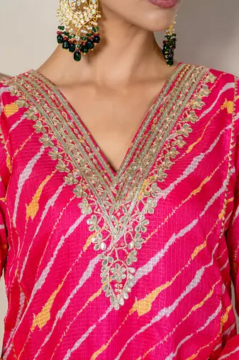 Hot pink kota doriya sharara set