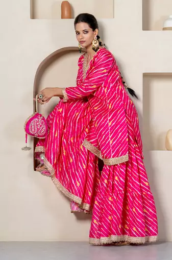 Hot pink kota doriya sharara set