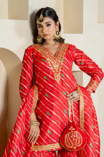 Red kota doriya sharara set