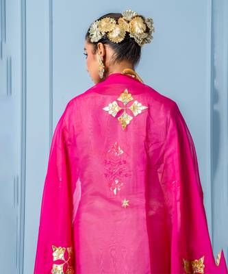 Sea green pure spun silk hand embroidered kurta set 2