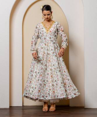Ivory chanderi printed anarkali set 4