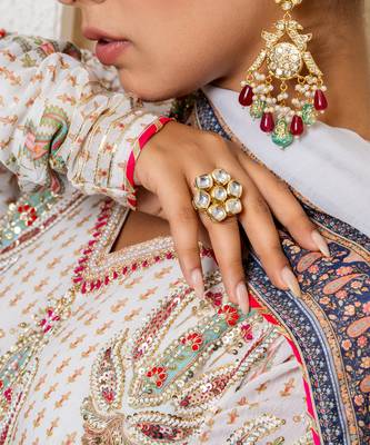 Ivory chanderi printed anarkali set 2