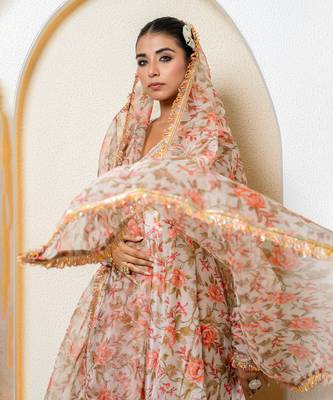 Multi-colored chanderi printed anarkali set 2