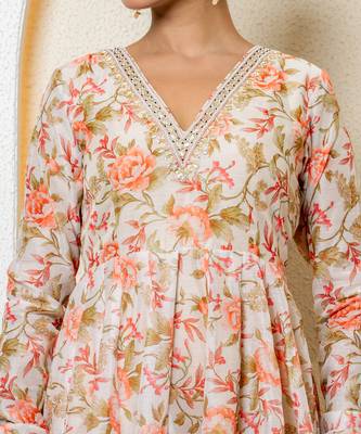 Multi-colored chanderi printed anarkali set 4
