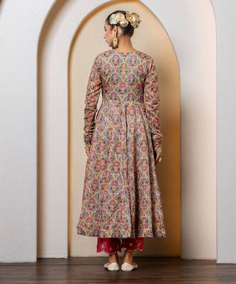Multi-colored chanderi printed anarkali set 4