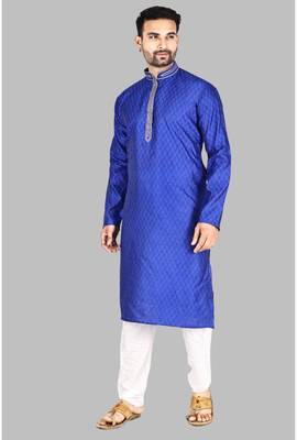 Mens thread work done in front and collar kurta-pajama 2