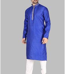 Mens thread work done in front and collar kurta-pajama