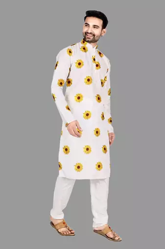 Mens digital print work kurta  kurta-pajama