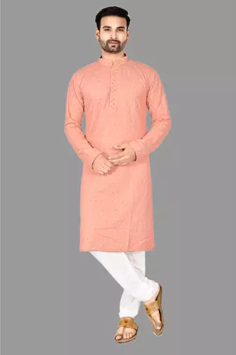 Mens pattern stitched kurta with churidar kurta-pajama
