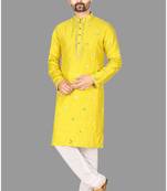 Mens embroidery mirror work done in front all over kurta-pajama