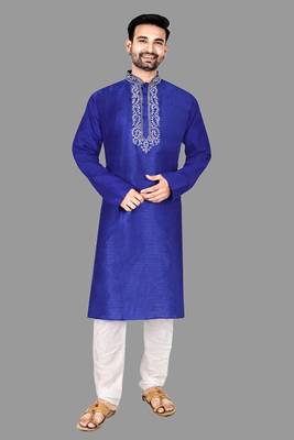 Mens embroidery work done in front with threading work kurta-pajama 2
