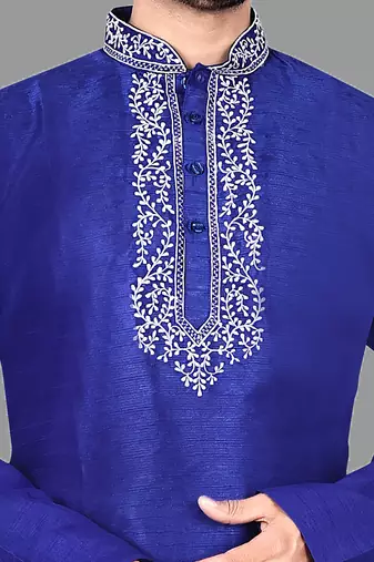 Mens embroidery work done in front with threading work kurta-pajama