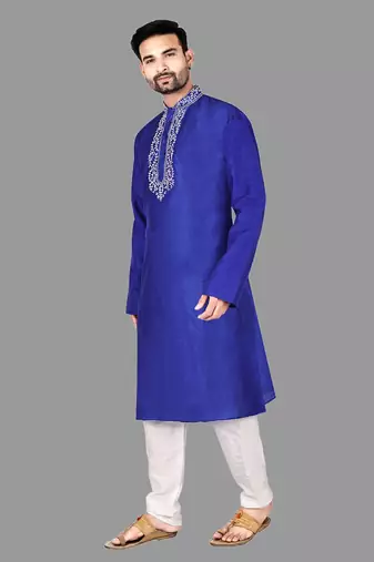 Mens embroidery work done in front with threading work kurta-pajama