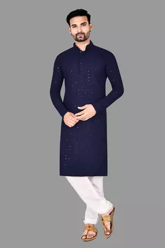 Mens pattern stitched kurta with churidar kurta-pajama