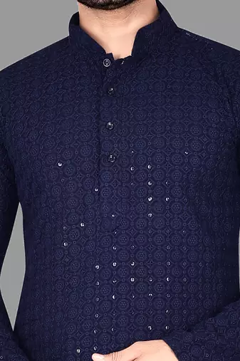 Mens pattern stitched kurta with churidar kurta-pajama