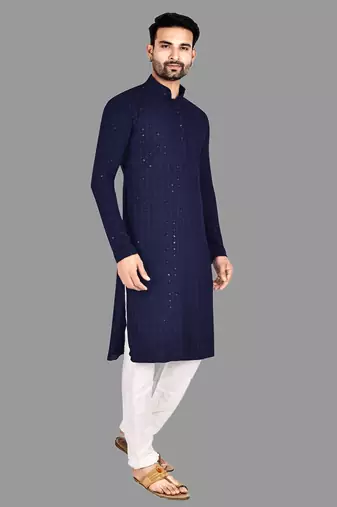 Mens pattern stitched kurta with churidar kurta-pajama