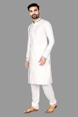 Mens thread work done in front and collar kurta-pajama 4