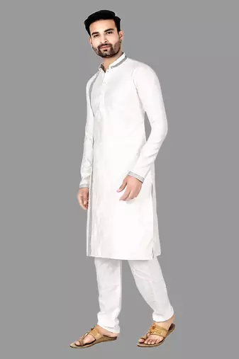 Mens thread work done in front and collar kurta-pajama