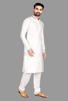 Mens thread work done in front and collar kurta-pajama 5