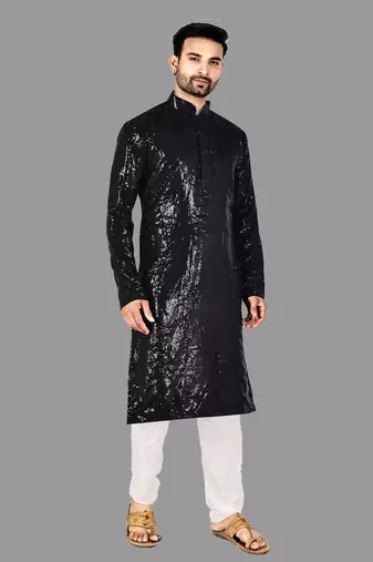 Mens pattern stitched kurta with churidar kurta-pajama