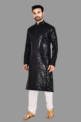 Mens pattern stitched kurta with churidar kurta-pajama 4