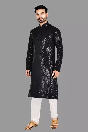 Mens pattern stitched kurta with churidar kurta-pajama