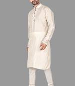 Mens threading work all over front and collar pattern sticthed   kurta-pajama