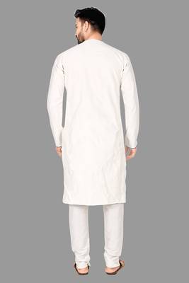 Mens assymetrical stitched pattern kurta with bone piping kurta-pajama 2
