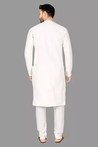 Mens assymetrical stitched pattern kurta with bone piping kurta-pajama