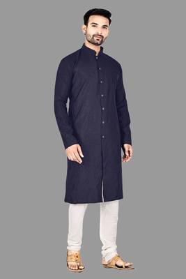 Mens pattern stitched front open with kurta churidar kurta-pajama 4