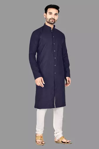 Mens pattern stitched front open with kurta churidar kurta-pajama