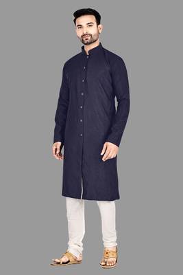 Mens pattern stitched front open with kurta churidar kurta-pajama 5