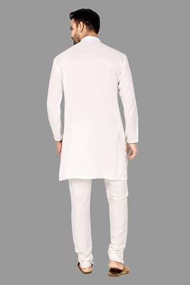 Mens assymetrical stitched pattern kurta with bone piping kurta-pajama 2