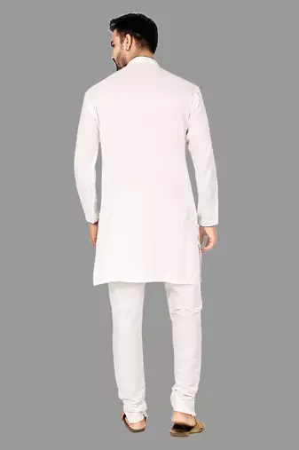 Mens assymetrical stitched pattern kurta with bone piping kurta-pajama