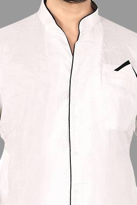 Mens assymetrical stitched pattern kurta with bone piping kurta-pajama 3
