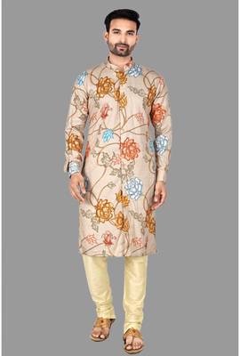 Mens digital print work kurta with churidar kurta-pajama 1