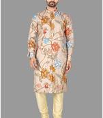 Mens digital print work kurta with churidar kurta-pajama