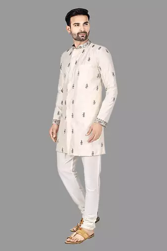 Mens hand work done semi indo all over front,collar & sleeves indo-western-dresses