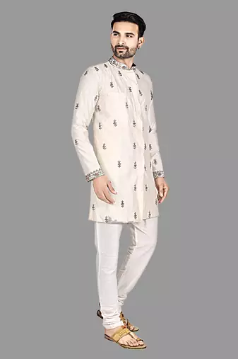 Mens hand work done semi indo all over front,collar & sleeves indo-western-dresses