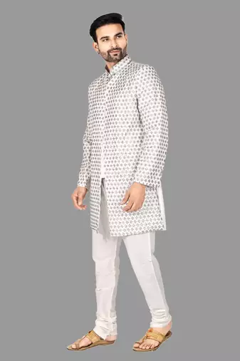 Mens hand work done semi indo all over front,collar & sleeves indo-western-dresses