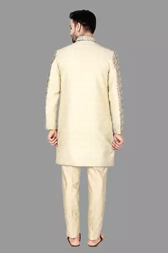 Mens hand work done semi indo all over front,collar & sleeves indo-western-dresses
