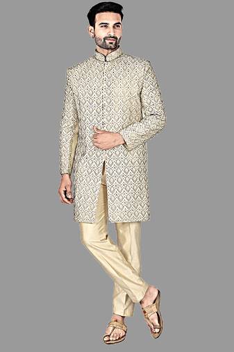 Mens hand work done semi indo all over front,collar & sleeves indo-western-dresses