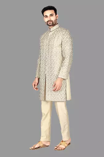 Mens hand work done semi indo all over front,collar & sleeves indo-western-dresses