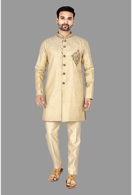 Mens hand work done in front button & collar semi indo    indo-western-dresses 1